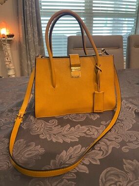 Miu Miu Mustard Yellow Leather Top-Handle Satchel Removable Strap 
And WALLET